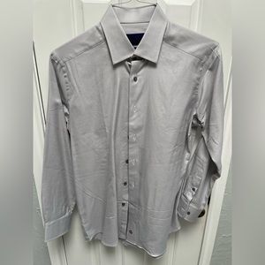 David Donahue Slim Fit Gray Dobby Dress Shirt. Size 16.5x33